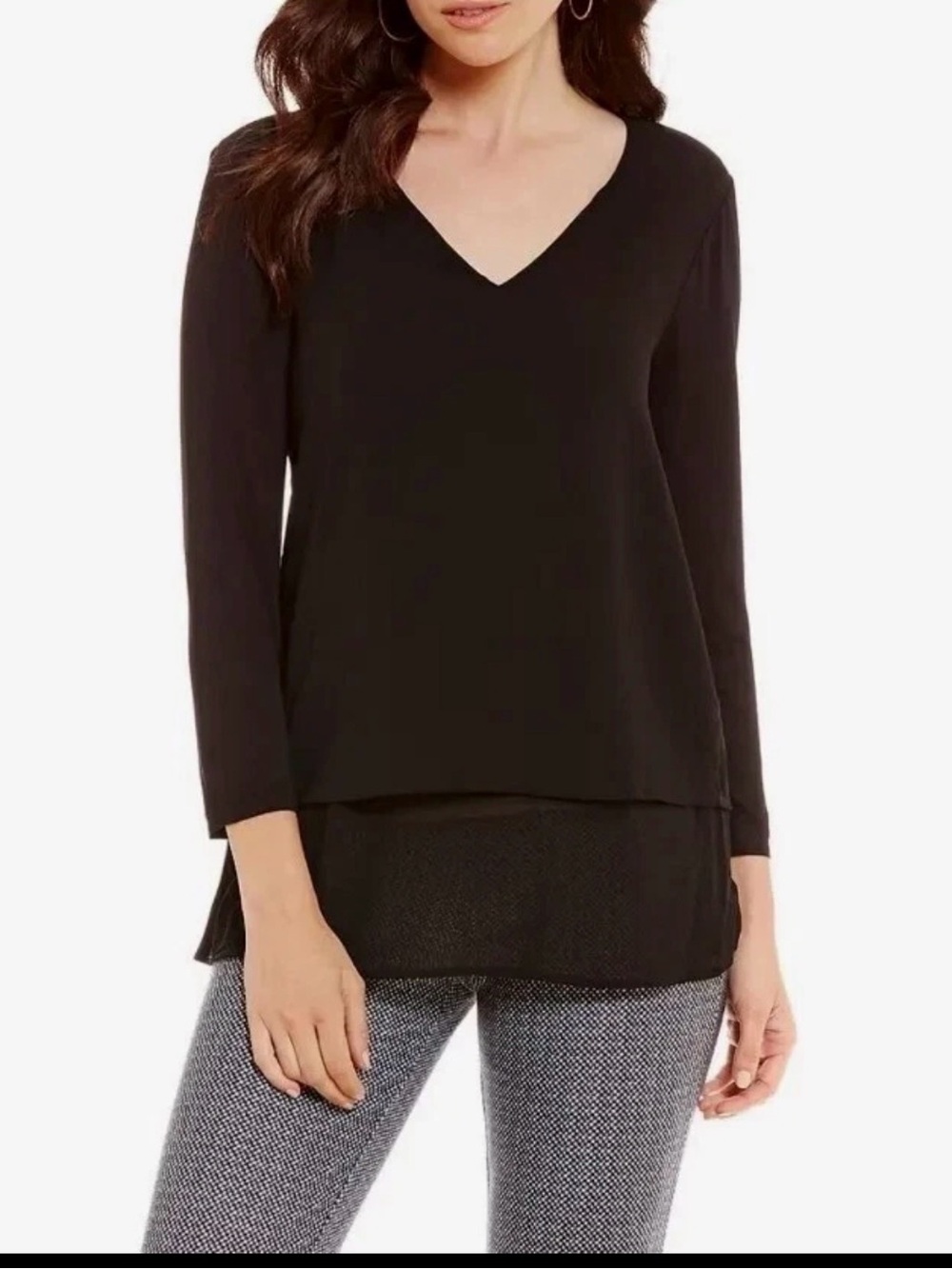 Michael Kors Mixed Woven Layered Hem Blouse